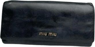 Miu Miu Pre-owned Leren Portemonnee - Dames - Vintage Accessoires - Zwart - ONE Size - Leer - Vintage
