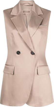PESERICO double-breasted sleeveless waistcoat - women - Viscose/Elastane/Polyamide/Viscose/Virgin Wool - 40 - Neutrals