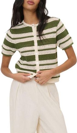 Nobody's Child Open Knit Short Sleeve Cardigan in Green Multi at Nordstrom, Size X-Small