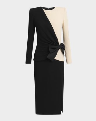 Valentino Garavani Colorblock Bow Slit Midi Dress