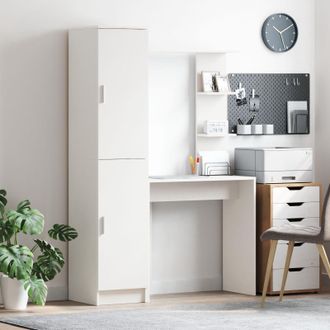 Berkfield Home Desk with Storage White Engineered Wood