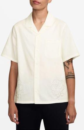 Nike Jordan Rose Embroidered Cotton Camp Shirt in Sail at Nordstrom Rack, Size X-Small