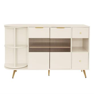 Urban Meuble Aparador estilo retro en rat&aacute;n y madera efecto nogal