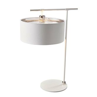 Loops Table Lamp White Silver Metallic Lined Shade Highly Polished Nickel LED E27 60W