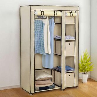 OEM Armario De Almacenamiento - Armario Plegable De Tejido No Tejido Con Barra De Colgaje Y 6 Compartimentos - Para Dormitorio Adulto O Infantil - 1 Unida