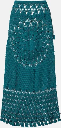 Paco Rabanne Embellished crochet cotton midi skirt