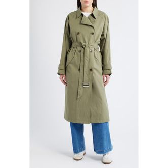 Bernardo Long Double Breasted Trench Coat in Olivine at Nordstrom, Size Xx-Large