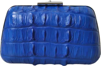 Balenciaga Blue Exotic Skin Leather Shoulder Crossbody Box Clutch Womens Bag
