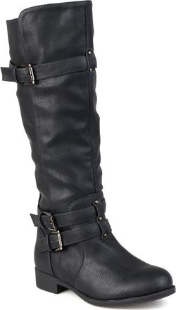 Journee Collection Bite Ruched Riding Boot in Black at Nordstrom Rack, Size 6.5