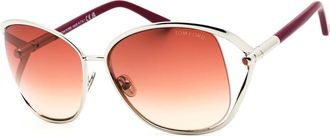 Tom Ford Womens Tom Ford Marta Shiny Palladium Silver Sunglasses - Size: ONE size