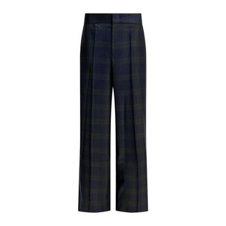 SA SU PHI Pantaloni Sartoriali a Gamba Larga a Quadri - - Trousers - Donna - Blu - S