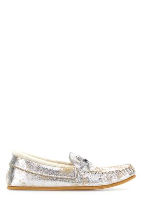 Gucci Silver Leather Loafers