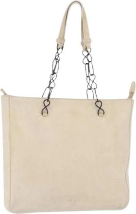 Prada Pre-owned Vintage Schoudertas - Dames - Vintage Schoudertas - Wit - ONE Size - Su&egrave;de - Vintage