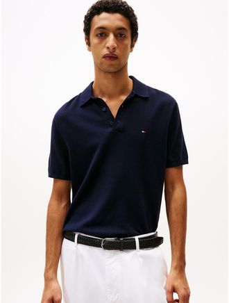 Tommy Hilfiger Mens Short-Sleeve Sweater Polo - Navy - XL