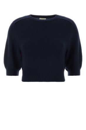 Khaite Navy Blue Wool Blend Lorelai Sweater