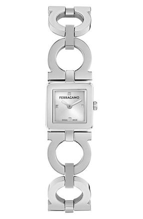 Ferragamo Double Gancini Square Bracelet Watch, 19mm x 19mm in Stainless Steel at Nordstrom