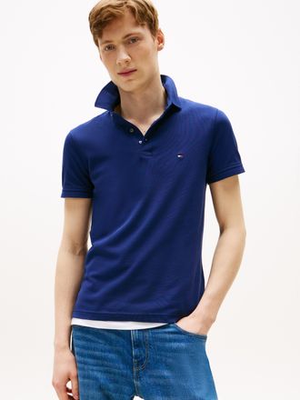Tommy Hilfiger Poloshirt TOMMY HILFIGER 1985 SLIM POLO, Herren, Gr. XL, blau (preppy navy), Piqu&eacute;, Obermaterial: 96% Baumwolle, 4% Elasthan, Shirts Poloshirt, Marken