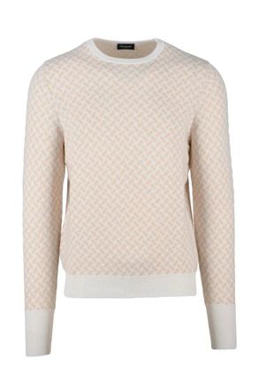 Drumohr Cashmere Crew Neck Pullover - White/Beige