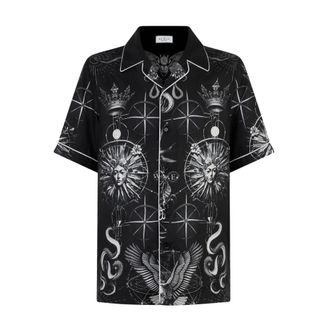 Philipp Plein Camicia Maniche Corte con Stampa Esoterica - - Shirts - Uomo - Nero - M