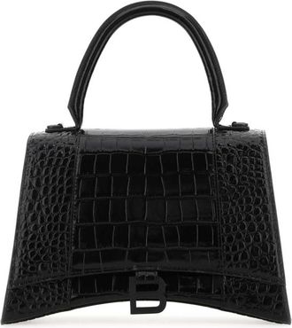Balenciaga Black Leather Hourglass Handbag