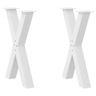 Berkfield Home Dining Table Legs X-Shaped 2 pcs White 60x(72-73) cm Steel