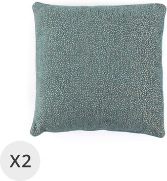 Moycor Set 2 cojines terciopelo verde textura 45 x 45 cm