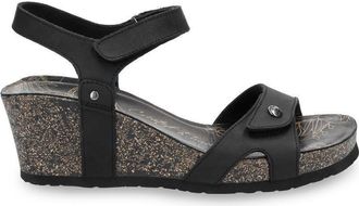 Panama Jack Womens Julia B1 Wedge Black Leather Sandals