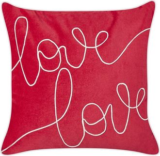 Beliani Beliani - Coj&iacute;n Almohada Decorativa De Terciopelo Bordada A Mano Con Escritura Cuadrado 45 X 45 Cm Rojo Siderasis