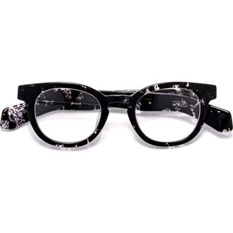 Eyebobs Total Wit 45mm Round Reading Glasses in Black /Crystal Clear Tortoise at Nordstrom, Size +1.75