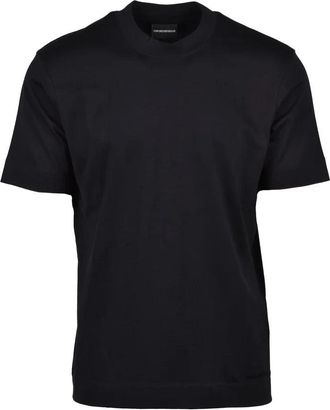 Emporio Armani Black Perforated Cotton T-Shirt