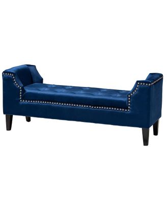 Design Studios Perret Royal Blue Velvet Espresso Finished Wood Bench
