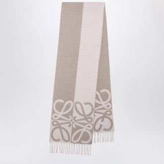 Loewe Sciarpa jacquard Anagram in lana e cashmere rosa / beige