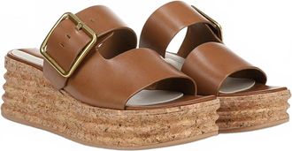 Franco Sarto Womens Taziana Espadrille Slide Sandal In Fawn Brown Leather