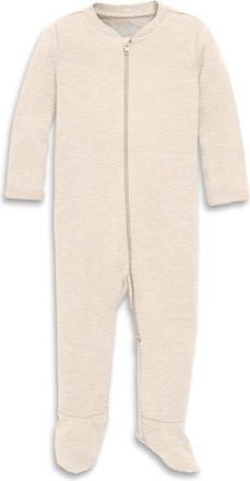 primary Baby Organic Zip Footie In Solid in Oatmeal Heather at Nordstrom, Size Newborn