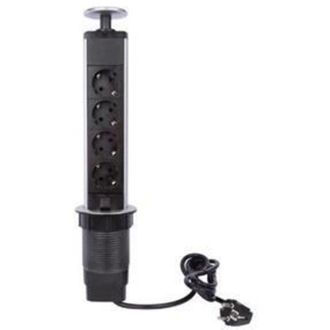 OEM Regleta Empotrable, 4 Enchufes Tipo E Con Toma De Tierra, Protecci&oacute;n Infantil, Orificio De 64 Mm, Para Encimera De Cocina
