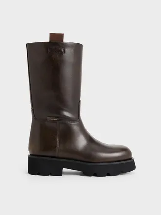 Charles & Keith Double Pull-Tab Calf Boots