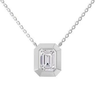 Diamond2Deal 925 Sterling Silver 3 ct Radiant Cut Lab Grown Diamond Pendant Necklace 18