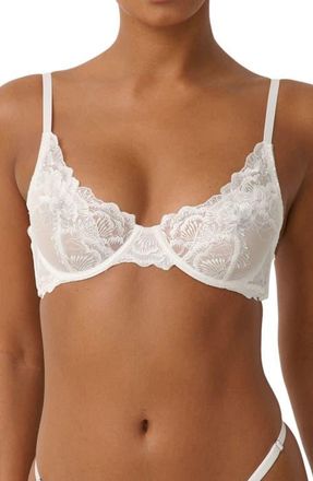 Kat The Label Charli Embroidered Underwire Bra in White at Nordstrom, Size Xxx-Large