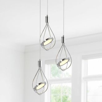 Jonathan Y Designs Orion 11.5 Adjustable Modern Integrated 3-Light Cluster LED Metal Pendant