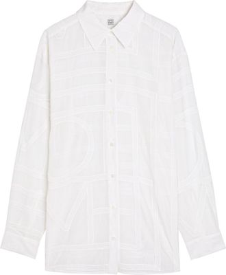 Toteme Logo Semi-sheer Cotton-blend Pyjama Shirt - White - 38 (UK10 / S)