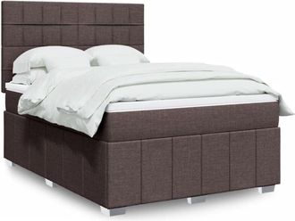 vidaXL Vidaxl - Cama Box Spring Con Colch&oacute;n Tela Marr&oacute;n Oscuro 140x200 Cm