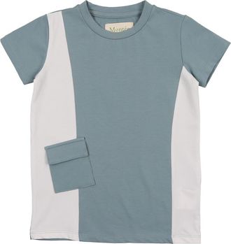 Maniere Kids Colorblock Cotton Blend T-Shirt in Sage/White at Nordstrom, Size 4T
