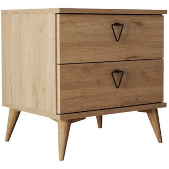 Dmora Dmora - Mesa De Noche Saphira, C&oacute;moda Baja, Mesilla De Noche, Estante De La Cama, 52x45 H55 Cm, Roble