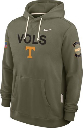 Nike Tennessee 2025 Military Appreciation Nike Mens Dri-FIT College Pullover Hoodie in Green | 03AZ2DHUTN-R4M