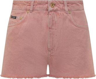 Dolce & Gabbana Roze Denim Shorts met Logo Patch - Dames - Denim shorts - Roze - S - Denim - Korte Broeken