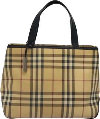 Burberry Pre-owned Handbags, female, Beige, Size: ONE SIZE Pre-owned Haymarket Check Tote Bag