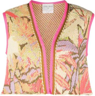 Forte_Forte jacquard-pattern ribbed-knit vest - women - Acrylic/Cotton/Polyester/Viscose/Polyamide - II - Yellow