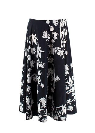 Marella Black and White Floral Cotton Skirt Size XL