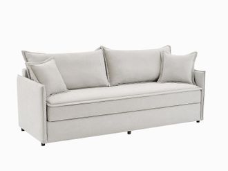 Vente-Unique Sof&aacute; cama de 3 plazas de tela beige con asiento de espuma viscoel&aacute;stica SERABA