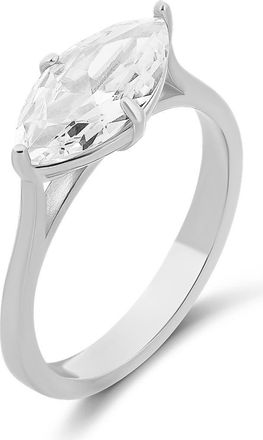 SHYMI Marquis Cut Cubic Zirconia Cocktail Ring in Silver at Nordstrom, Size 8